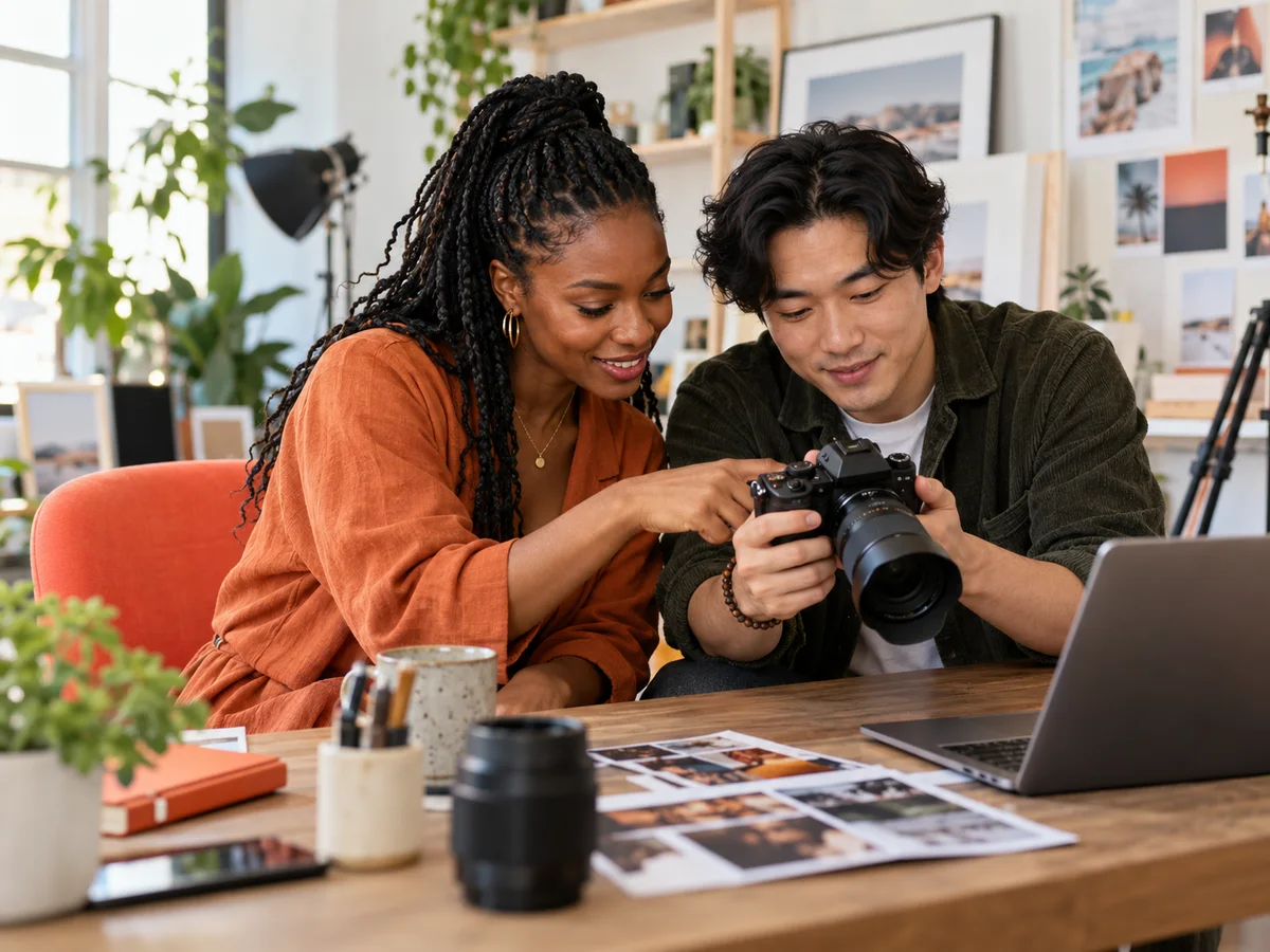 Creators reviewing a project together